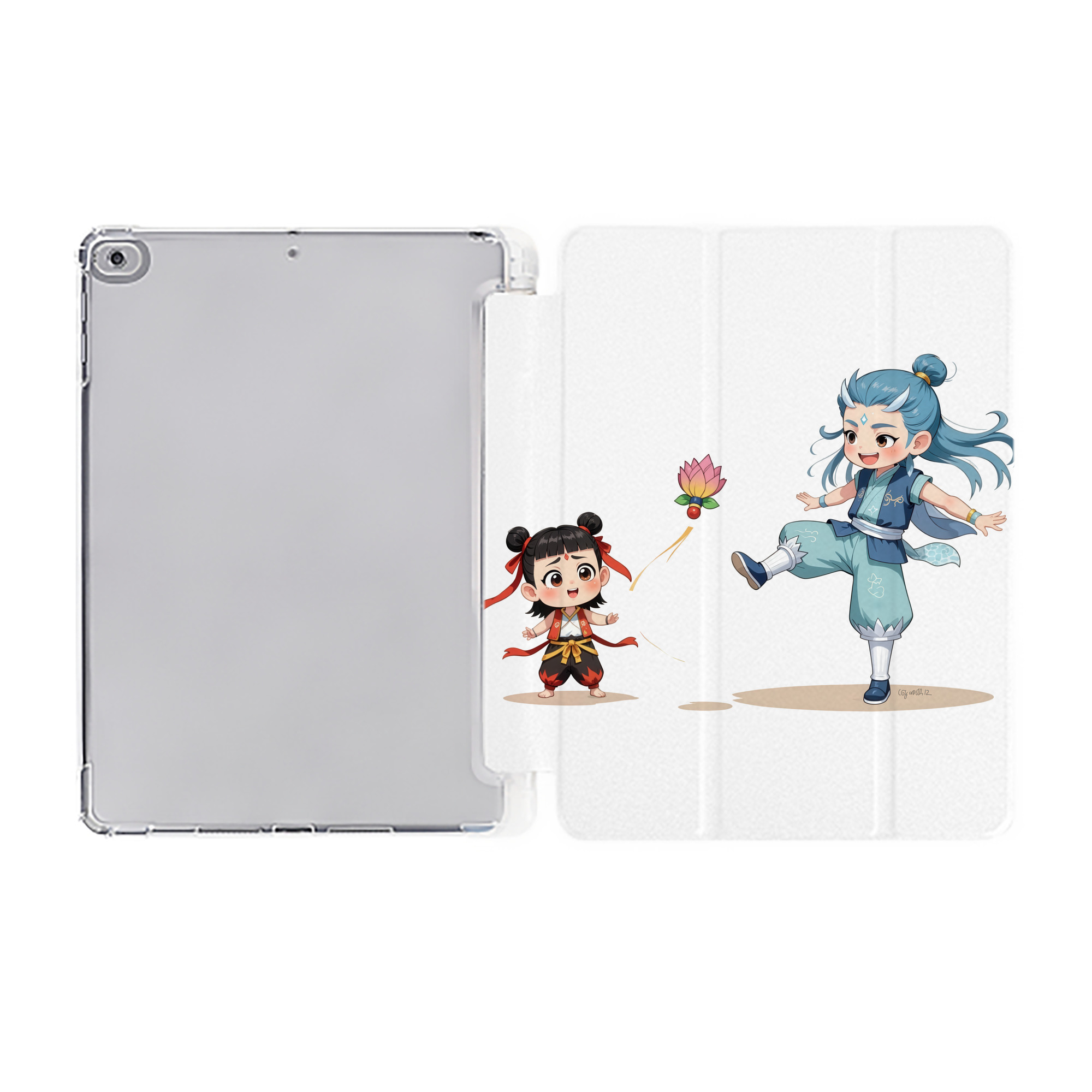 （画像用） Ne Zha 2 ナタ 魔童の大暴れ IPad ケース ペン収納付き 三つ折りスタンド PUレザー×シリコン 対応機種9.5/10.5/10.9インチ